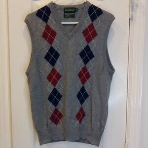 Four Winds 2 Ply Cashmere Argyle Vest Size M